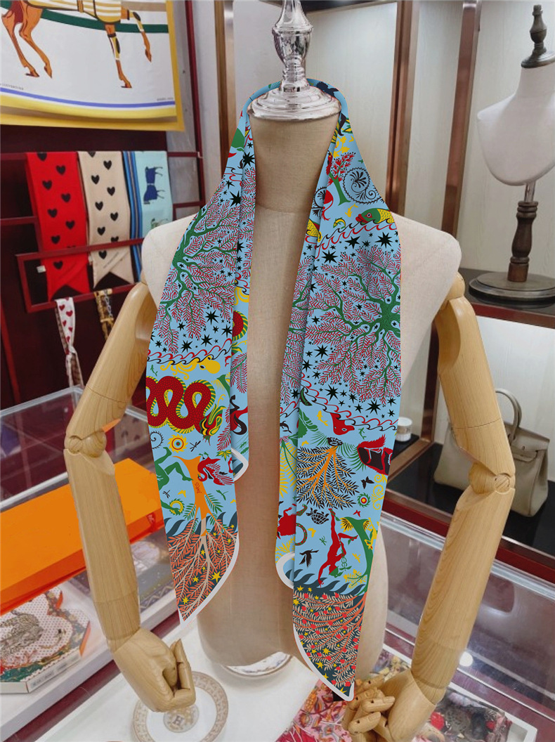 Scialle sottile da donna in twill di seta stampato in stile etnico, sciarpa alla moda per la mamma, sciarpa quadrata_voghion.com