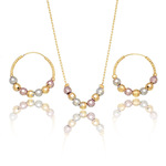 全网爆款首饰套装批发时尚闪亮切面圆珠项链耳环耳圈休闲经典饰品