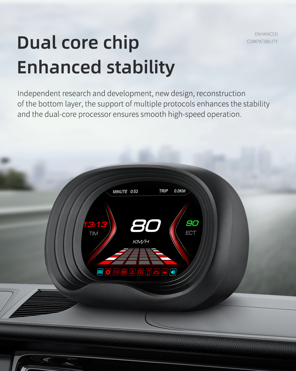 Cross-border HUD Head-Up Display Car ECU Driving Computer OBD High-Definition Portable LCD Car Display P20