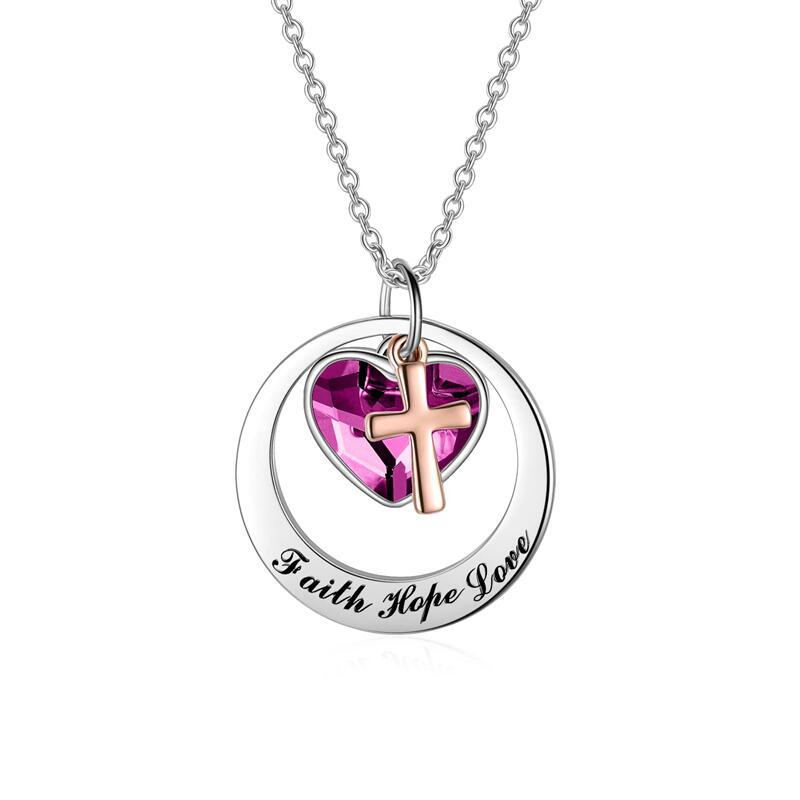 11g Weight PVD Coated Gold Plating Process 304 Stainless Steel Pendant Material Pendant Necklace Classification 304 Stainless Steel Chain Material 304 Stainless Steel Material Heart Shape Pattern Women's Gender Simple Style, Classic Style Style Bestseller Heart Shaped Crystal "Faith Hope Love" Stainless Steel Cross Pendant Necklace Unisex Polished Finish Geometric Pattern 10