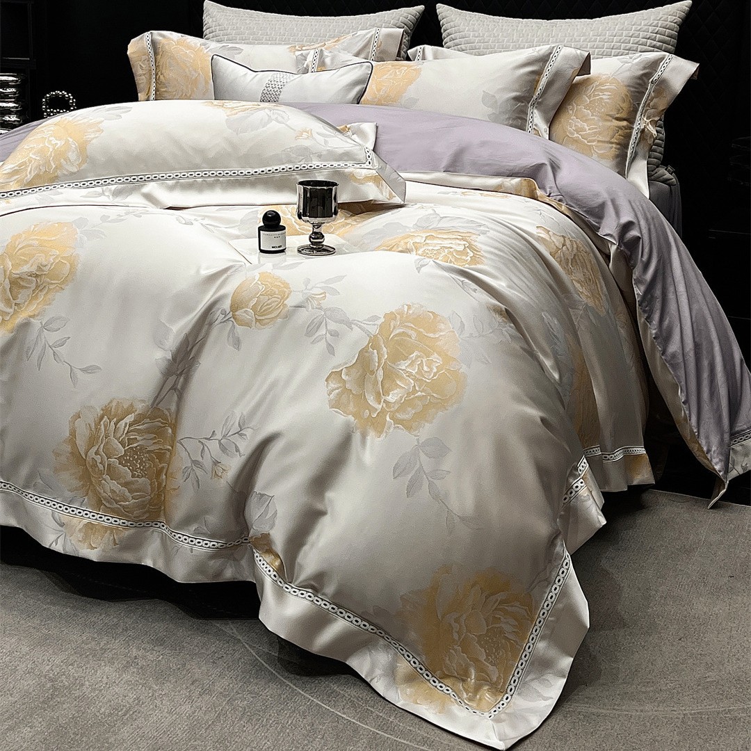 Modern Light Luxury Style Jacquard High-End Bedding Bedding High-End Australian Cotton Long-Staple Cotton Pure Cotton Four-Piece Home Textile Set