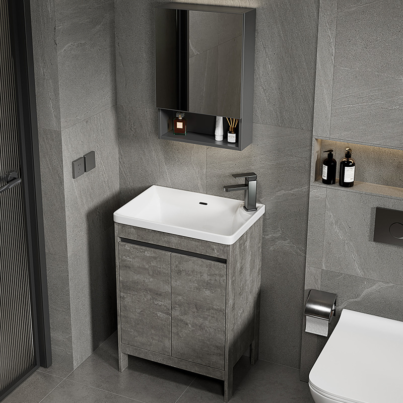 Apartamento pequeño ultra estrecho armario de lavabo de piso combinado espacio armario de baño de aluminio lavabo baño profundo lavabo