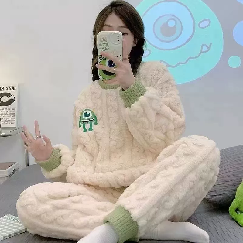 Брендовый демисезонный тёплый пижамный комплект, зимний коралловый бархат, тёплый набор, в стиле Шанель