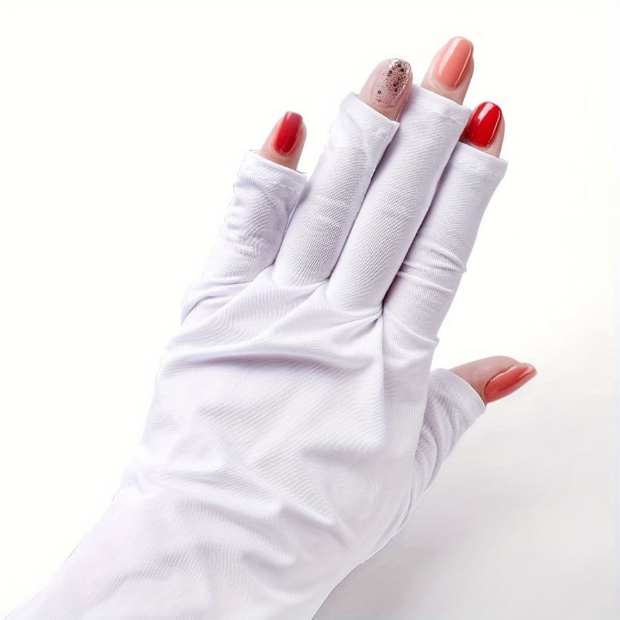 Guantes de uñas para evitar que la máquina de fototerapia se hornee, protector solar negro, anti-ultravioleta, anti-iluminación, bloqueo negro, medio dedo