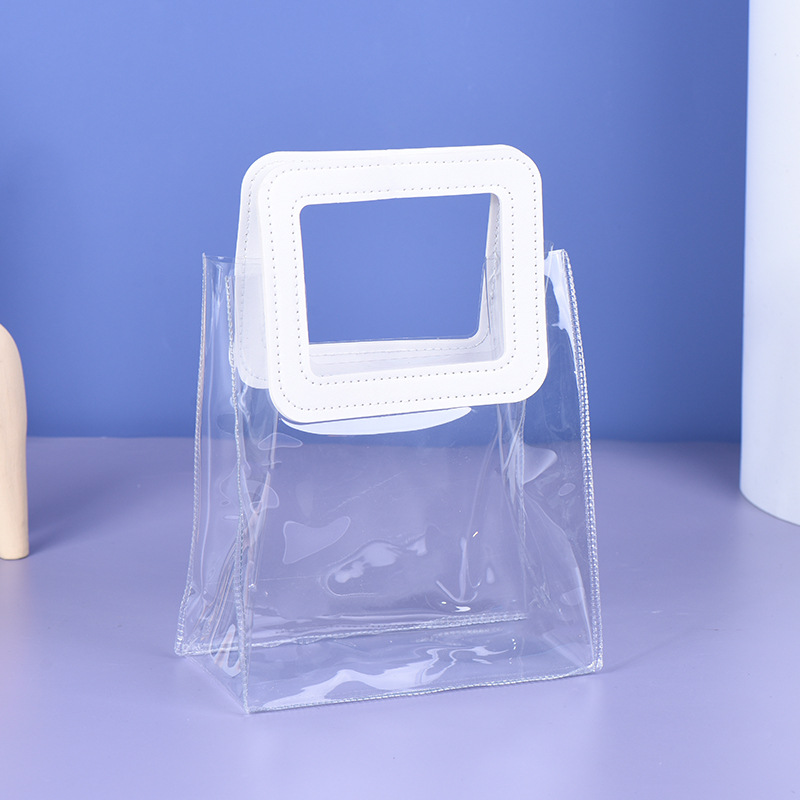 透明PVC手提袋ins风结婚喜糖伴手礼袋子化妆品礼品包装袋印LOGO