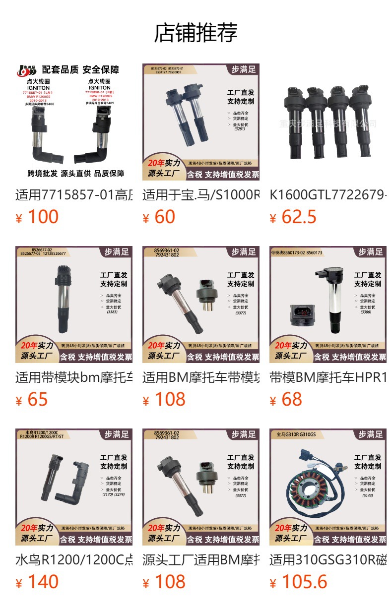 Suitable for Waterbird R1200Gs R1150Gs Motorcycle High-Voltage Package 77158583-01 Ignition Coil