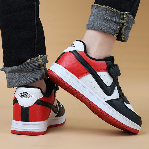 Boys' Shoes 2024 Spring and Autumn New Leather Sports Shoes Medium and Large Children's AJ Shoes Girls' Campus White Shoes Wholesale