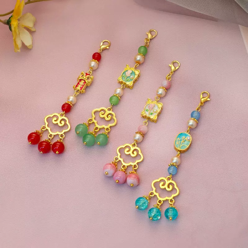 古风合金如意祥云锁 diy吊坠挂件福字纳福醒狮挂坠胸针服装挂饰女