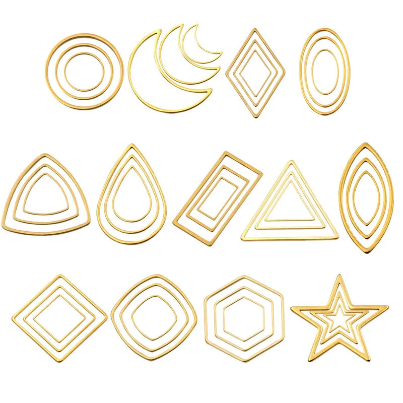 14 stainless steel Golden vacuum plating geometric figure charm DIY abrasive frame factory direct sales 14 stainless steel Golden vacuum plating geometric figure charm DIY abrasive frame factory direct sales