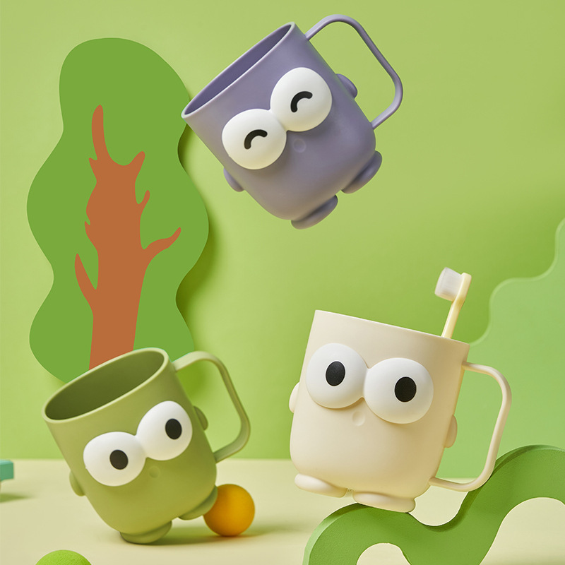 Cute Big Eye Toothbrush Cup For Bathroom Durable Plastic Tumbler_voghion.com