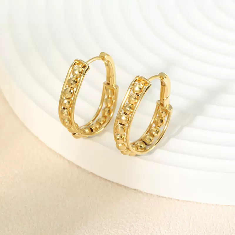 S925纯银韩版小众设计感复古镭射球耳扣简约女轻奢高级感耳环批发