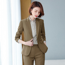 卡其色西装外套女春秋韩版修身气质正装小个子职业西服套装工作服