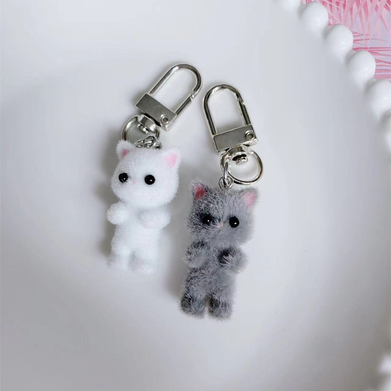 7g Weight Keychain Classification Daily Occasion Resin, Flocking Material Cat Pattern Women's Gender Cartoon Style, Cute Style Cartoon Style Cute Cat Resin Flocking Women's Keychain 5