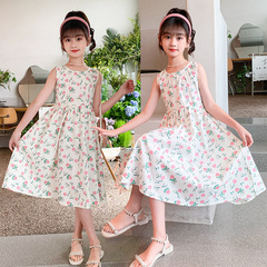 女童夏季碎花連衣裙全棉長裙中大童小學幼兒園背心裙網紅洋氣時髦