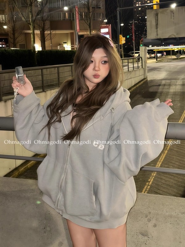 韩国正品cec卫衣外套宽松CHANCECHANCE秋冬连帽拉链开衫男女情侣|undefined