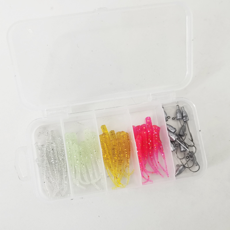 50 unidades de agua de mar de agua dulce multifuncional gusano suave cebo falso Luya cebo suave Venta caliente RAÍZ DE PESCA cebo traje de cabeza de plomo
