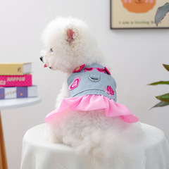 宠物衣服秋冬新款小型犬幼犬快乐狗猫保暖舒适粉红时尚牛仔裙