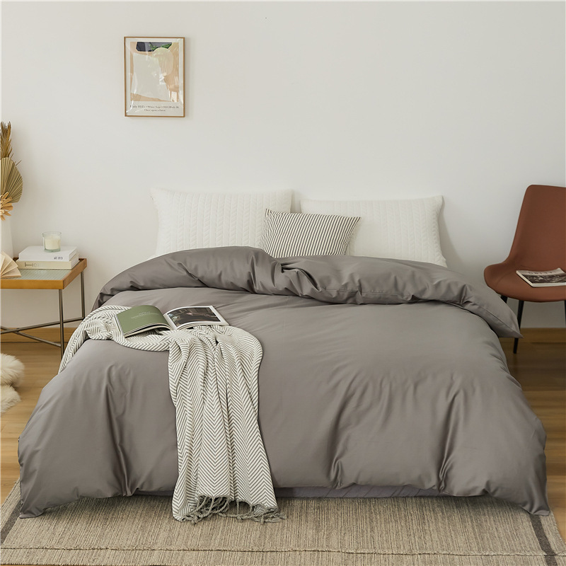 100 fundas de edredón individual de algodón de fibra larga, algodón de cuatro estaciones, color sólido, cama individual simple, funda de almohada individual, sábana de algodón puro