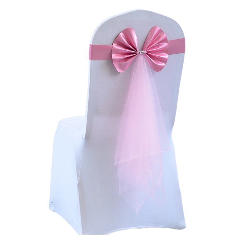 Stretch-Free Wedding Bow Chair Back Flower Hotel Banquet Wedding Mesh Ribbon Decoration Christmas Strap