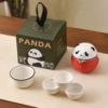 Cartoon red tea set, panda