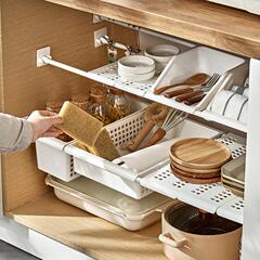Punch-free storage rack Retractable rod storage rack Kitchen sink storage pot rack Layered arrangement rack