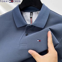 正規品トミー純綿半袖tシャツメンズ夏新作ファッションカジュアル刺繍中青年poloシャツ半袖