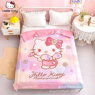 Hello Kitty Summer Cool Quilt Air Conditioning Quilt Ice Silk Machine Washable Cartoon Cute Children's Student Dormitory Home