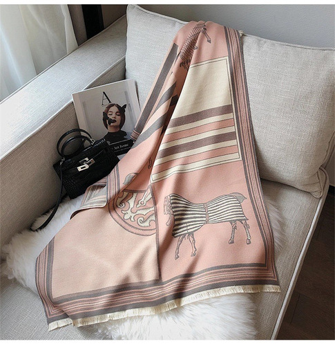 New scarf for women, imitation cashmere autumn and winter Korean style horse double-sided shawl thickened warm scarf one piece drop shipping