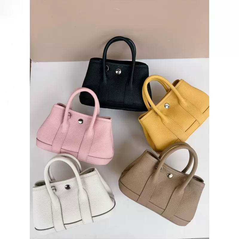 真皮迷你花园包女百搭托特包高级感2025新款通勤手提包单肩斜挎包