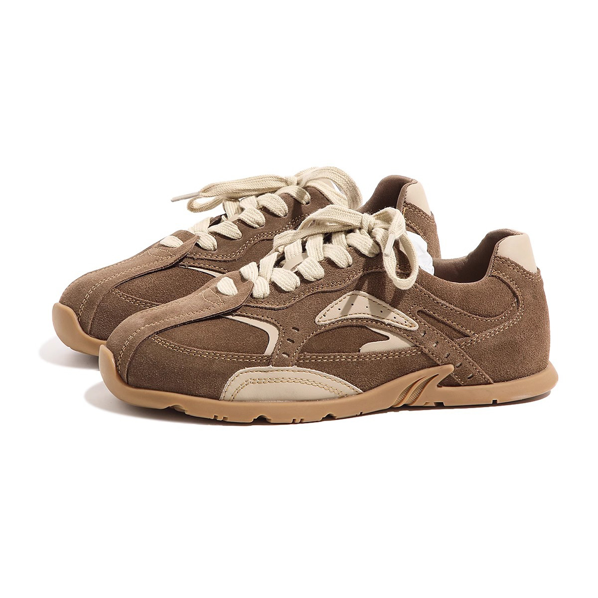 Shougu Forrest Gump Femmes 2024 Automne Nouveau Cuir Polyvalent Respirant Formation Plate Simple Chaussures À La Mode_voghion.com