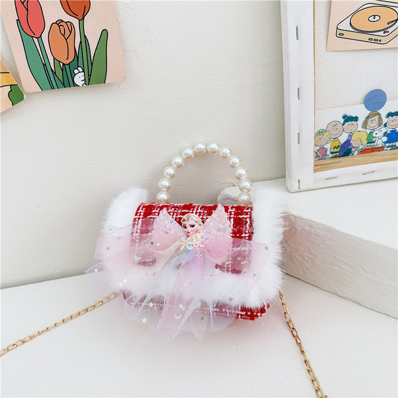 Lindo de los niños de Año Nuevo de moda rojo de la Perla bolso de moda del todo-fósforo de la cadena de bolsa de mensajero de las niñas Cambio de bolsa de hombro
