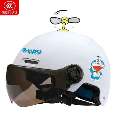 Motosiklet kaskı (dəbilqə): Children's 3C-certified electric scooter helmet, suitable for boys - 3c-childrens-diy-matte-white-yellow-windmill-tea-mirror-one-size-fits-all