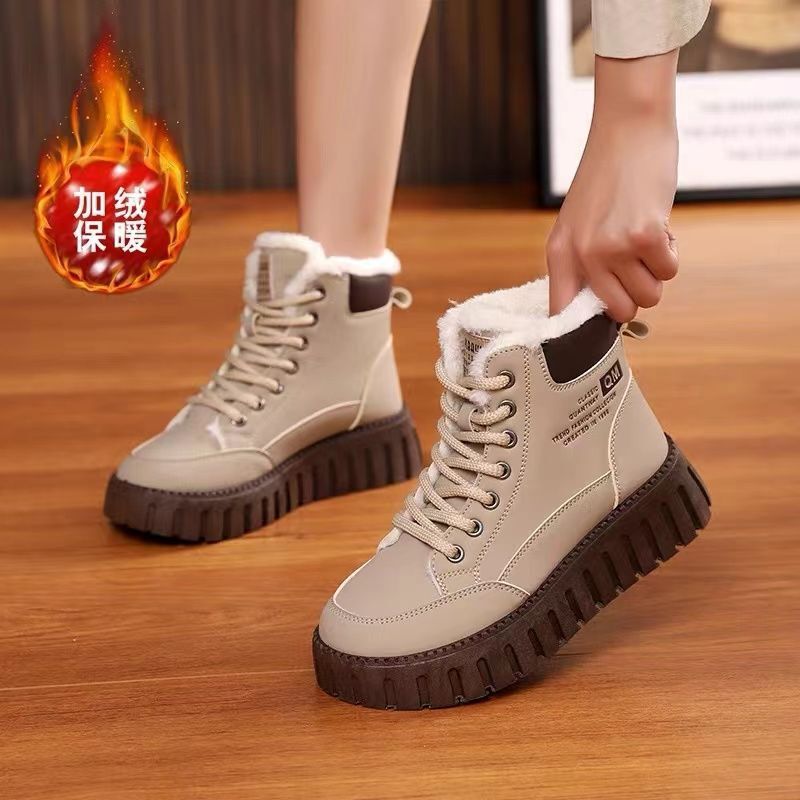 Boots Large Cotton Shoes Women's Winter Velvet Cotton Boots Thickeneded Women's Shoes 2025 New Winter Style Northeast Warm Snow Boots
