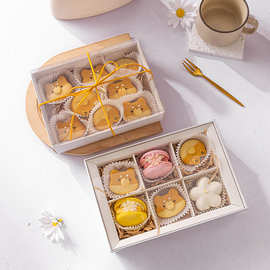 马卡龙包装盒韩式曲奇烘焙透明打包盒雪花酥巧克力糖霜饼干小礼盒
