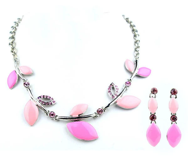 Accessory handmade, enamel, necklace and earrings, set, European style