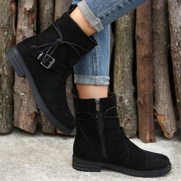 Large size short boots women dress boots autumn and winter new round head retro explosive cotton boots women_voghion.com