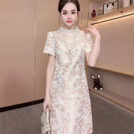 新中式国风复古休闲显瘦女士连衣裙2025夏季新款轻奢高端遮肉裙子