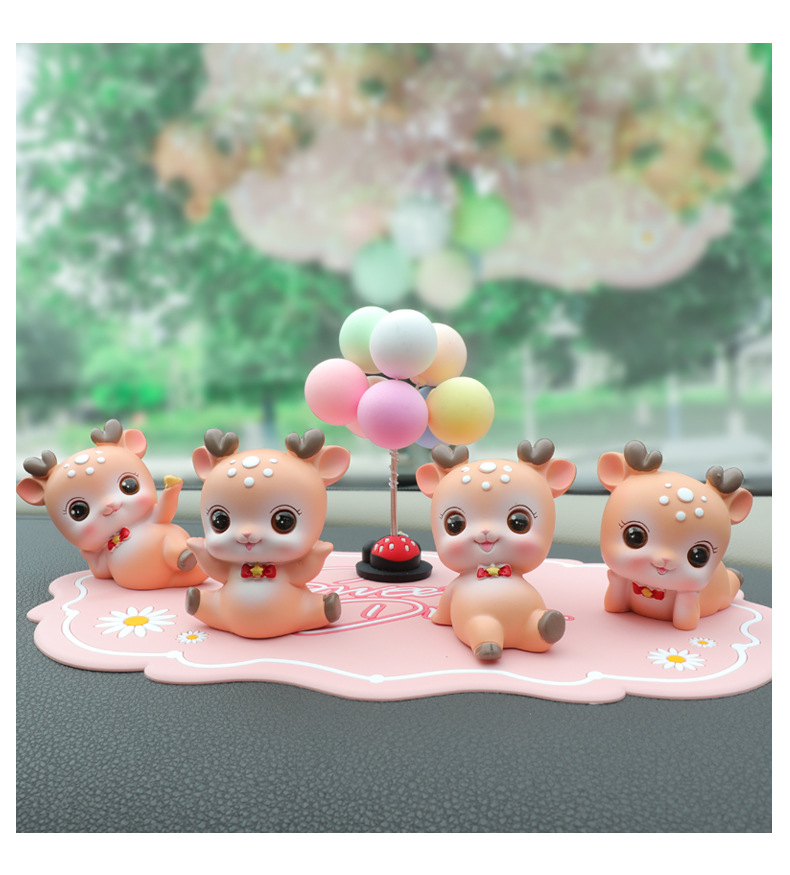 First Heart Macey Deer Ornaments Desktop Cute Animal Cartoon Doll Car Center Console Resin Ornaments Birthday Gift