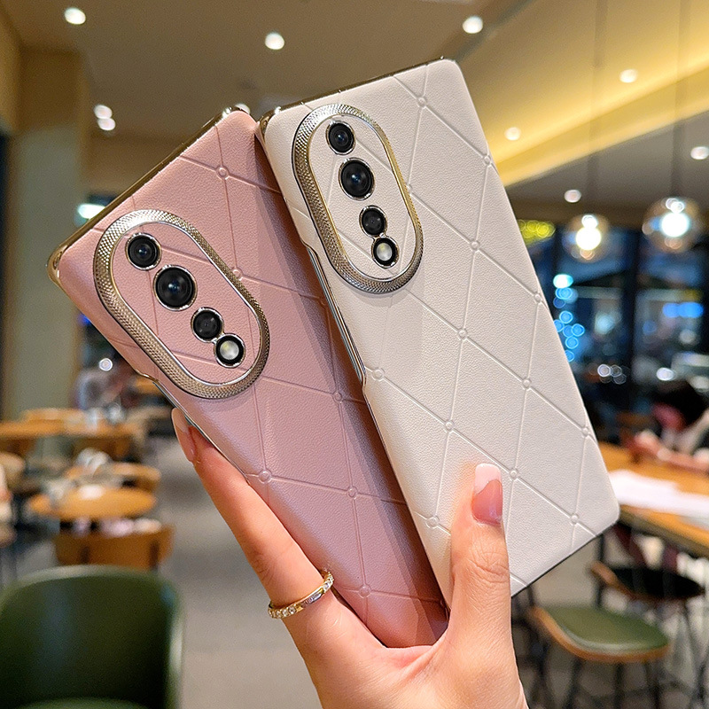 Suitable for Luxury and Honor 80 Phone Case Leather Simple and Honor 80Pro Electroplated Diamond Pattern Full Cover Hard Protective Case