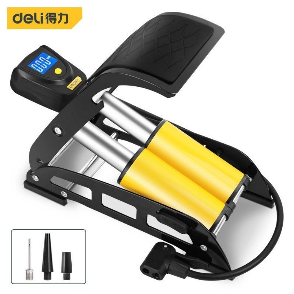 得力轮胎充气泵数显式双缸多功能车载稳定充气胎压监测车载充气泵