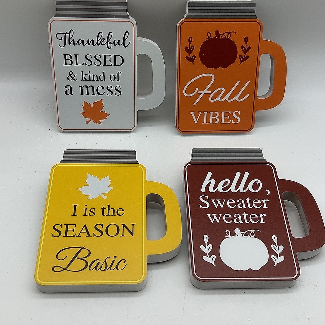 Transfronterizo 4PCS cosecha de Acción de Gracias tazas de vino modelado bandeja de madera decoración de mesa