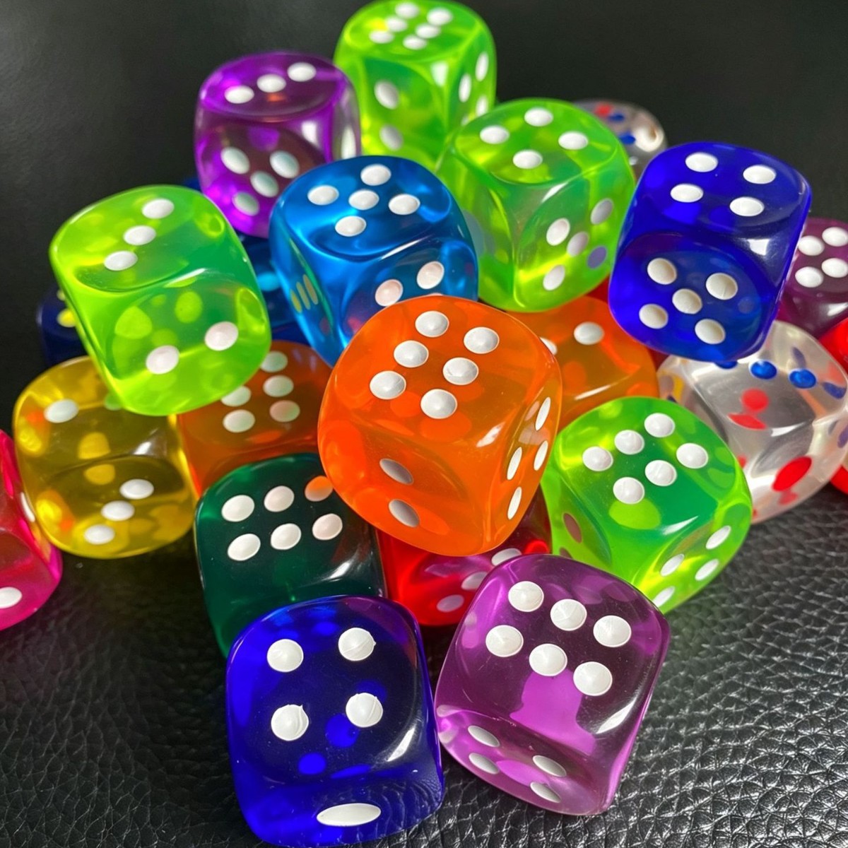 In-Stock 25mm Rounded Transparent Numbered Dice, Colorful Multi-Color Board Game Pieces, Eco-Friendly Dice, Crystal Acrylic Dice