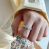 Silver irregular vermiculite ring