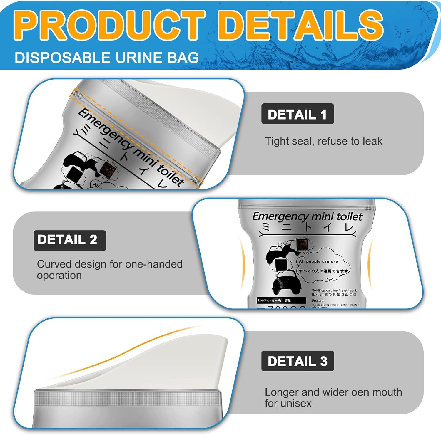 New foreign trade product: Car emergency urine bag, supports TEMU and SHEIN branding, large-capacity, disposable, convenient outdoor urine bag
