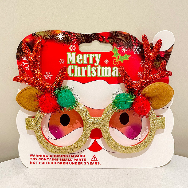 Nuevo marco de gafas de plástico feliz navidad para adultos y niños fiesta de disfraces accesorios de Navidad al por mayor