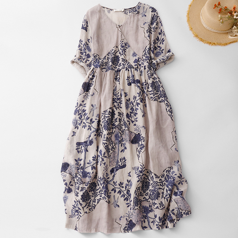 2026 New Spring and Summer Women's High-End Kimono-Style Dress Printed Loose Retro Skirt