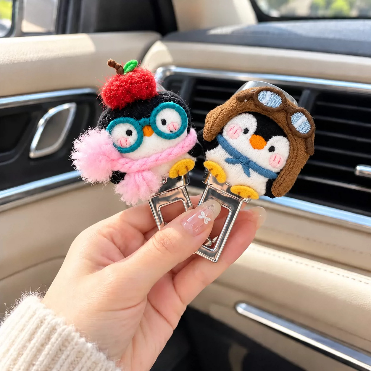귀여운 펭귄 차량용 안전벨트 버클 장식 클립