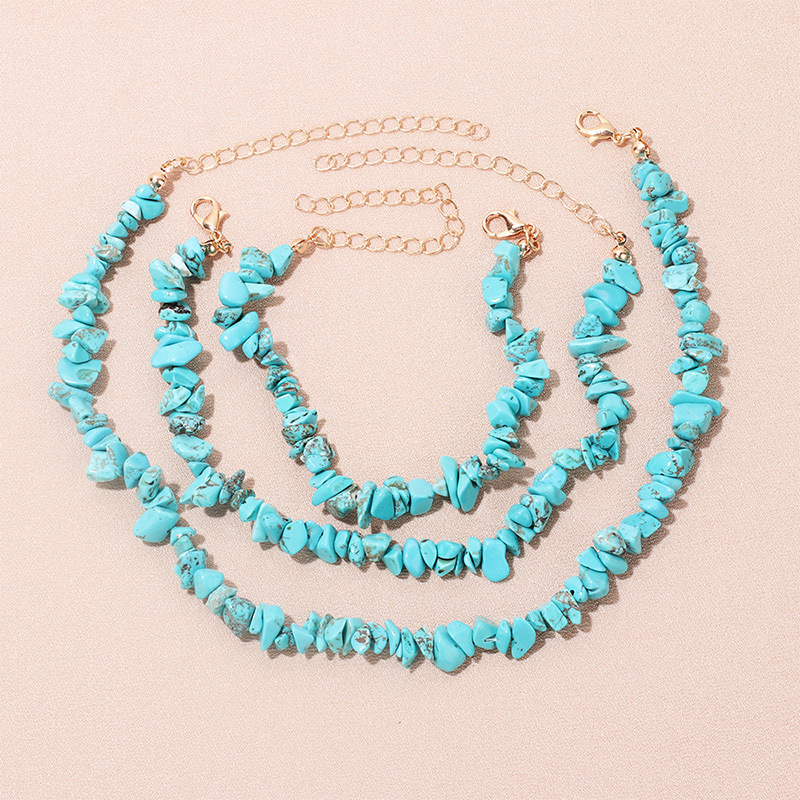 Simple Style Solid Color Natural Stone Bracelets Anklet Necklace