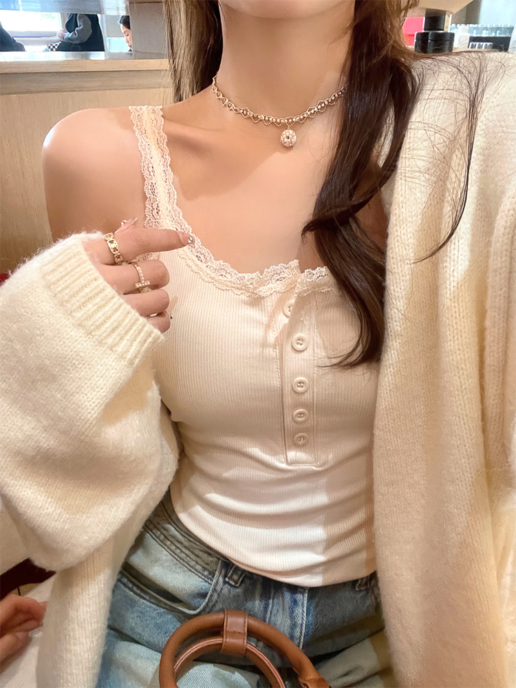 純色のストラップのベストの女性の夏の2024新型の中に美の背もたれの胸のパッドの一体の底の女性の上着を掛けて外着します。