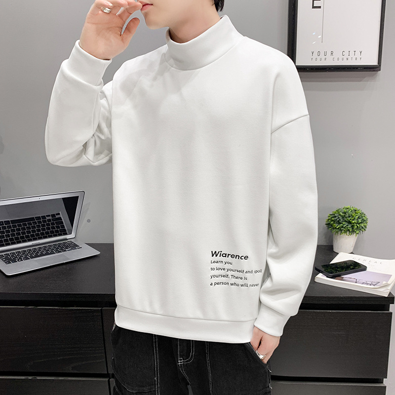 Felpa con cappuccio girocollo da uomo autunno e inverno versione coreana marchio trendy pullover in velluto tedesco con lungo ricamato_voghion.com